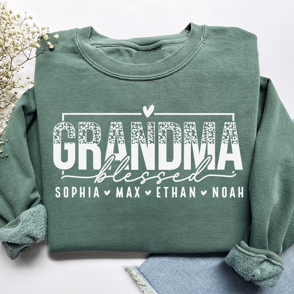 Personalized Blessed Grandma Heart Sweatshirt, Gift for Grandma and Kids