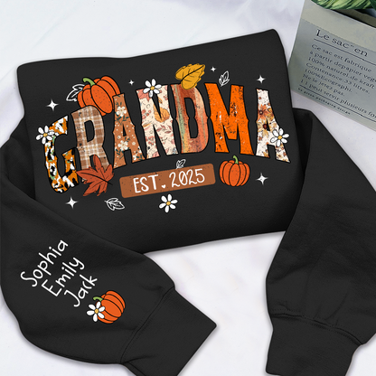 Custom Grandma Pumkin Sweatshirt, Personalized For Grandma And Kids