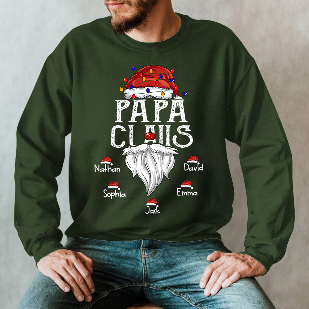 Hat Santa With Christmas Lights, Gift For Grandpa, Custom Give Papa And Kids Sweatshirt