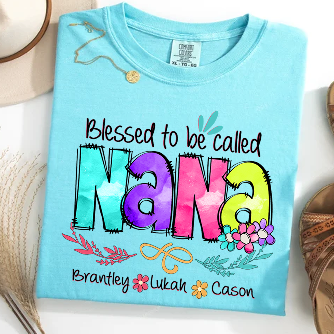 Comfort Colors® Personalize Blessed To Be Called Nana Shirt, Custom Grandma With Grandkids, Gift for Grandma Shirt