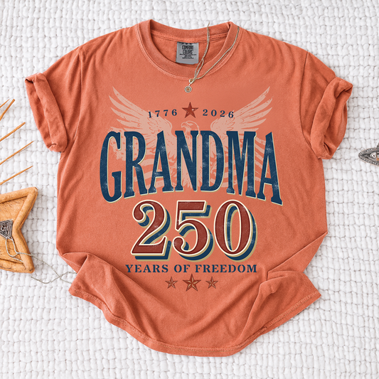 Comfort Colors® Patriotic Grandma T-Shirt, Established 2026 - 250 Years of Freedom Tee