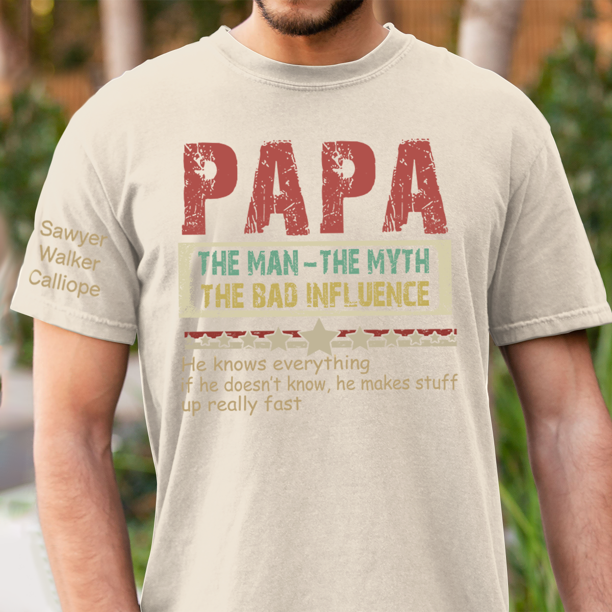 Personalized Papa The Man The Myth The Bad Influence T-Shirt, Father's Day Shirt