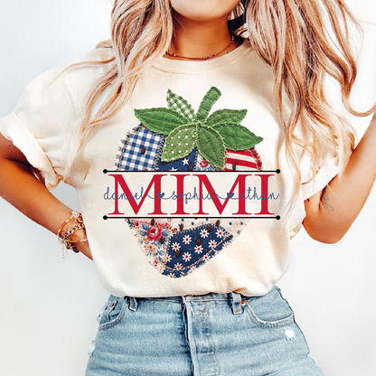 Custom Mimi 4th of July Strawberry Shirt, Personalized Cute Summer Grandma Tee For Gift Grandma And Kids