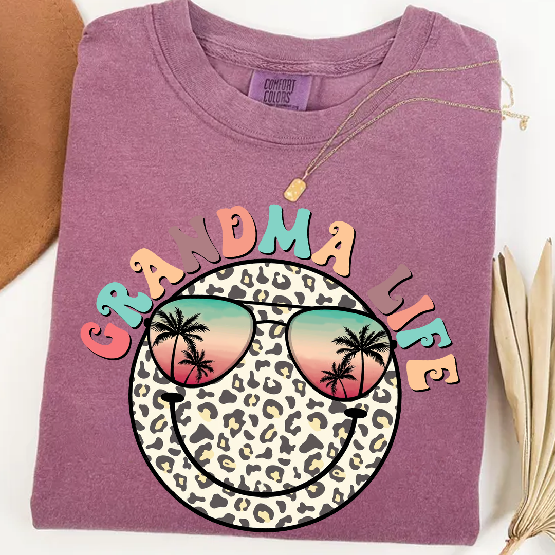 Comfort Colors® Grandma Life Summer Smile T-Shirt, Custom Grandma With Grandkids Shirt