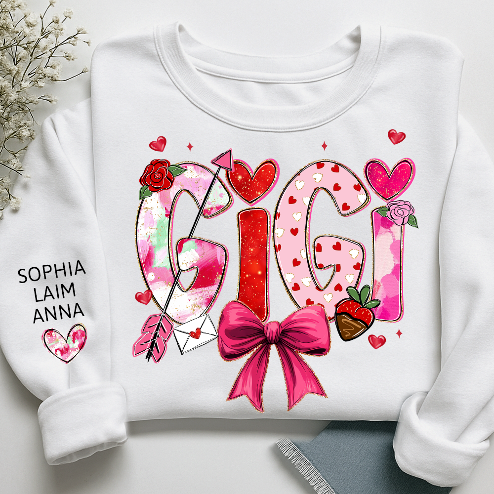 Mama Valentine Sweater, Personalized Heart and Arrow Printed Sweatshirt For Family Gift
