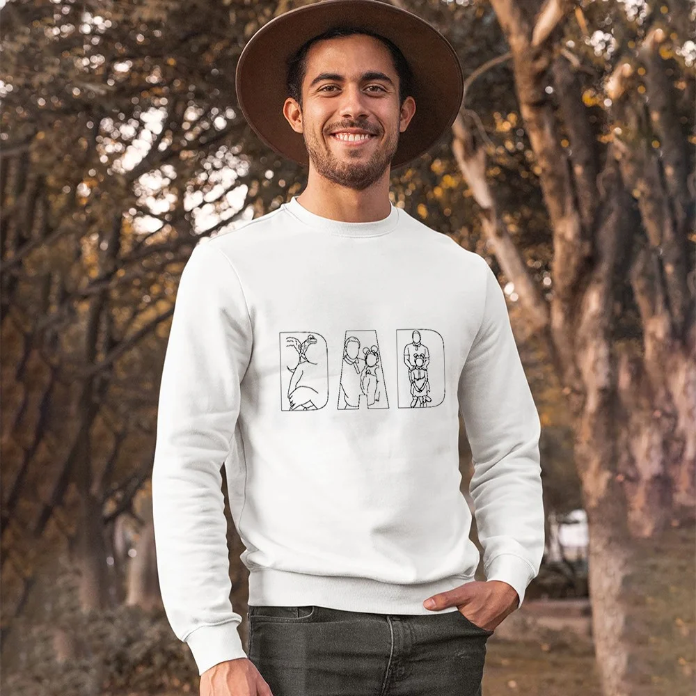 Custom Photo Portrait Embroidery Sweatshirt Gift For Dad And Mom Sweatshirt