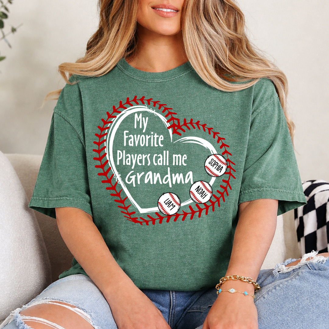 Baseball Mimi T-Shirt My Favorite Players Call Me Design with Custom Names