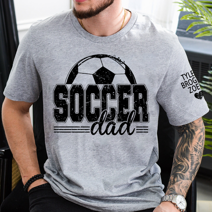 Personalized Soccer Dad T-Shirt, Soccer Papa with Names, Football Gift for Dad And Kids