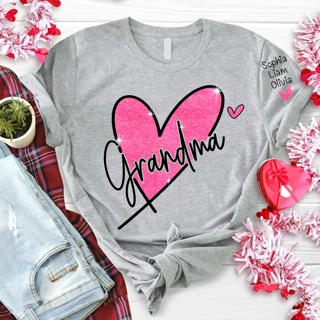 Glitter Heart Custom Grandma And Kids LTP01