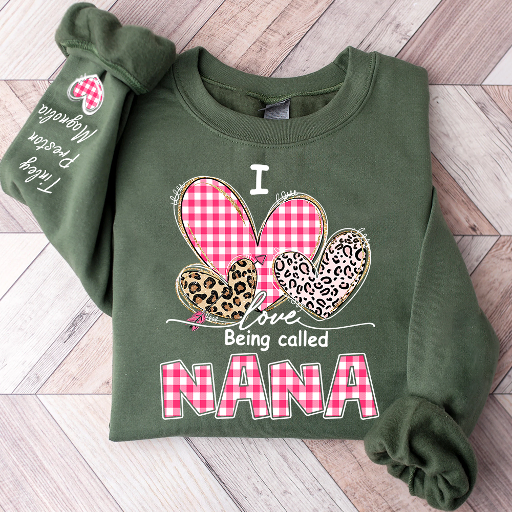 Grandma Valentine Sweatshirt, I Love Being Nana Heart Design, Personalized Family Love Crewneck
