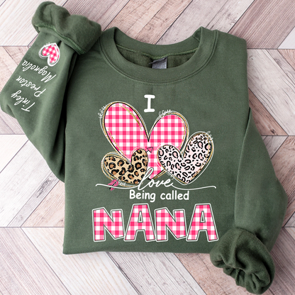 Grandma Valentine Sweatshirt, I Love Being Nana Heart Design, Personalized Family Love Crewneck