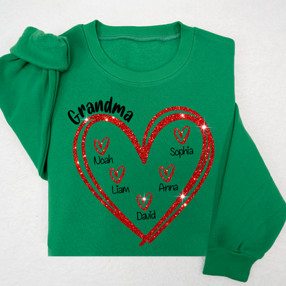 Glitter Custom Name Valentine Heart Grandma And Kids LTP01
