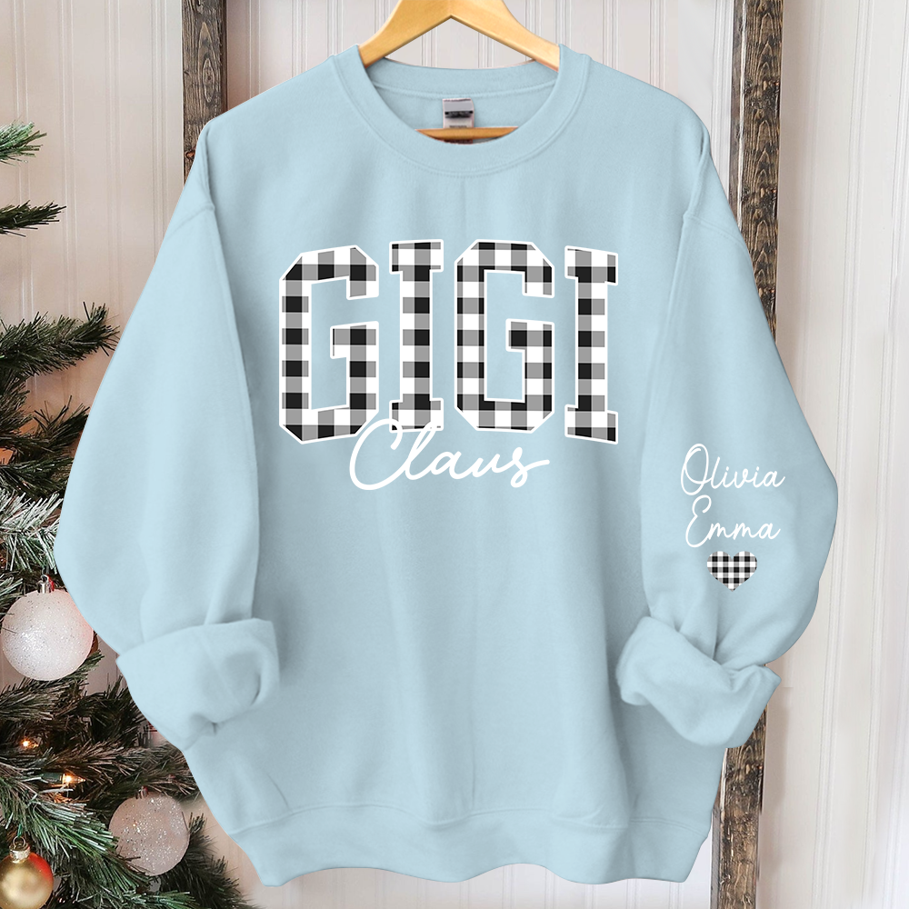 Custom Gigi Claus White Caro Christmas With Kids Sweatshirt