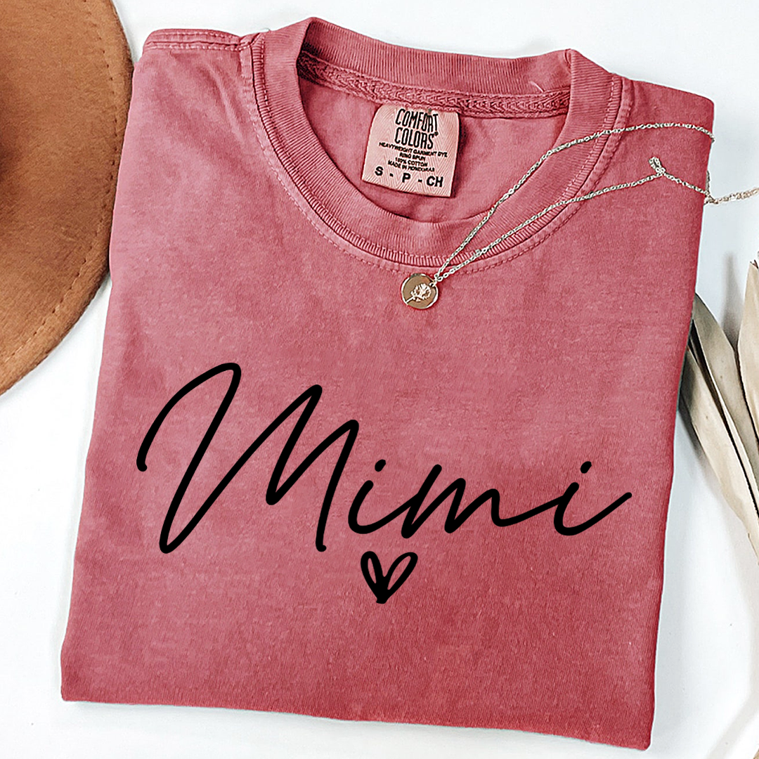 Personalized Women's Tee with Heart, For Gift Mimi And Kids Gift Idea