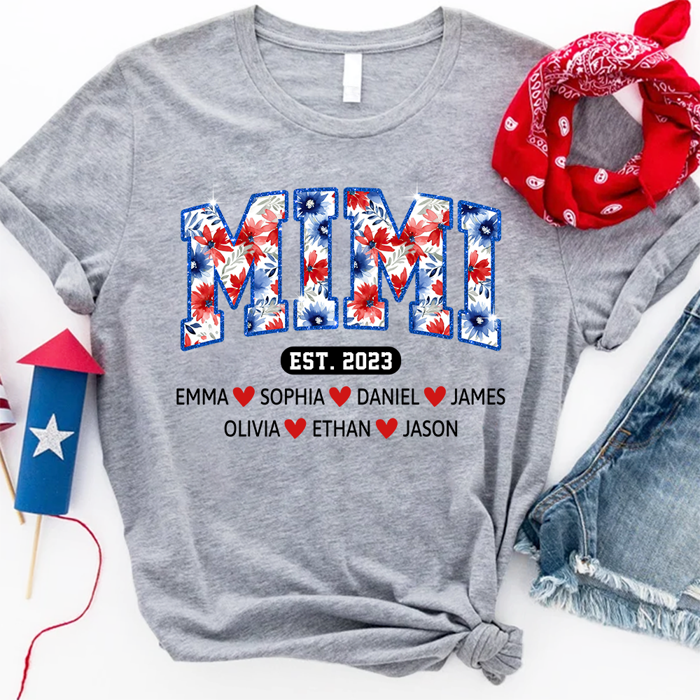 Mimi Floral Est Glitter, Custom Grandma With Kids, Mother's Day TH T-Shirt
