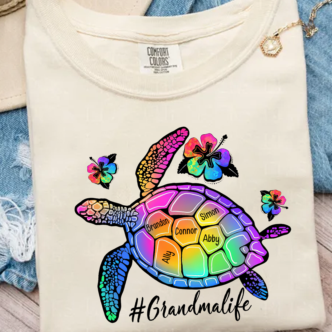 Comfort Colors® Grandma Life Turtle With Grandkids Summer T-Shirt, Gift For Grandma T-Shirt