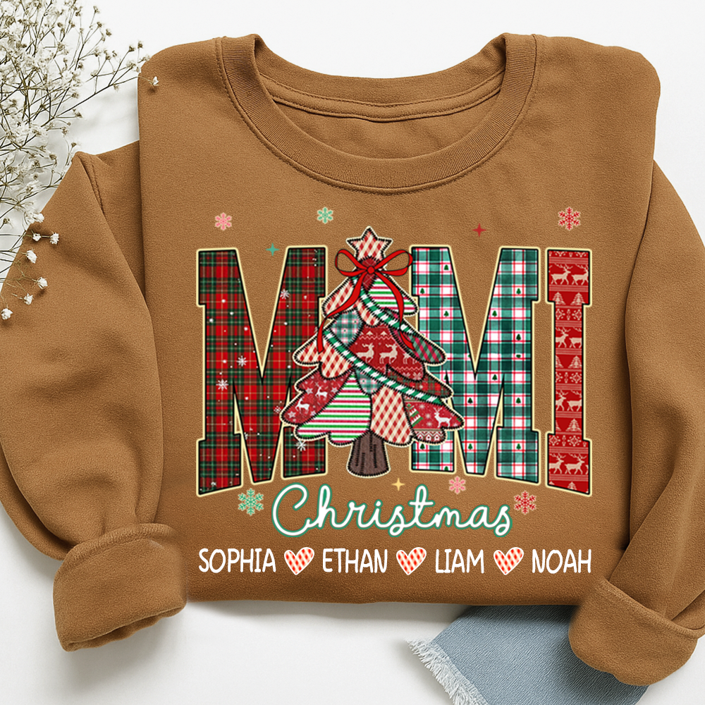 Personalized Mimi Christmas Sweatshirt, Customized Gifts for Grandma and Grandchild