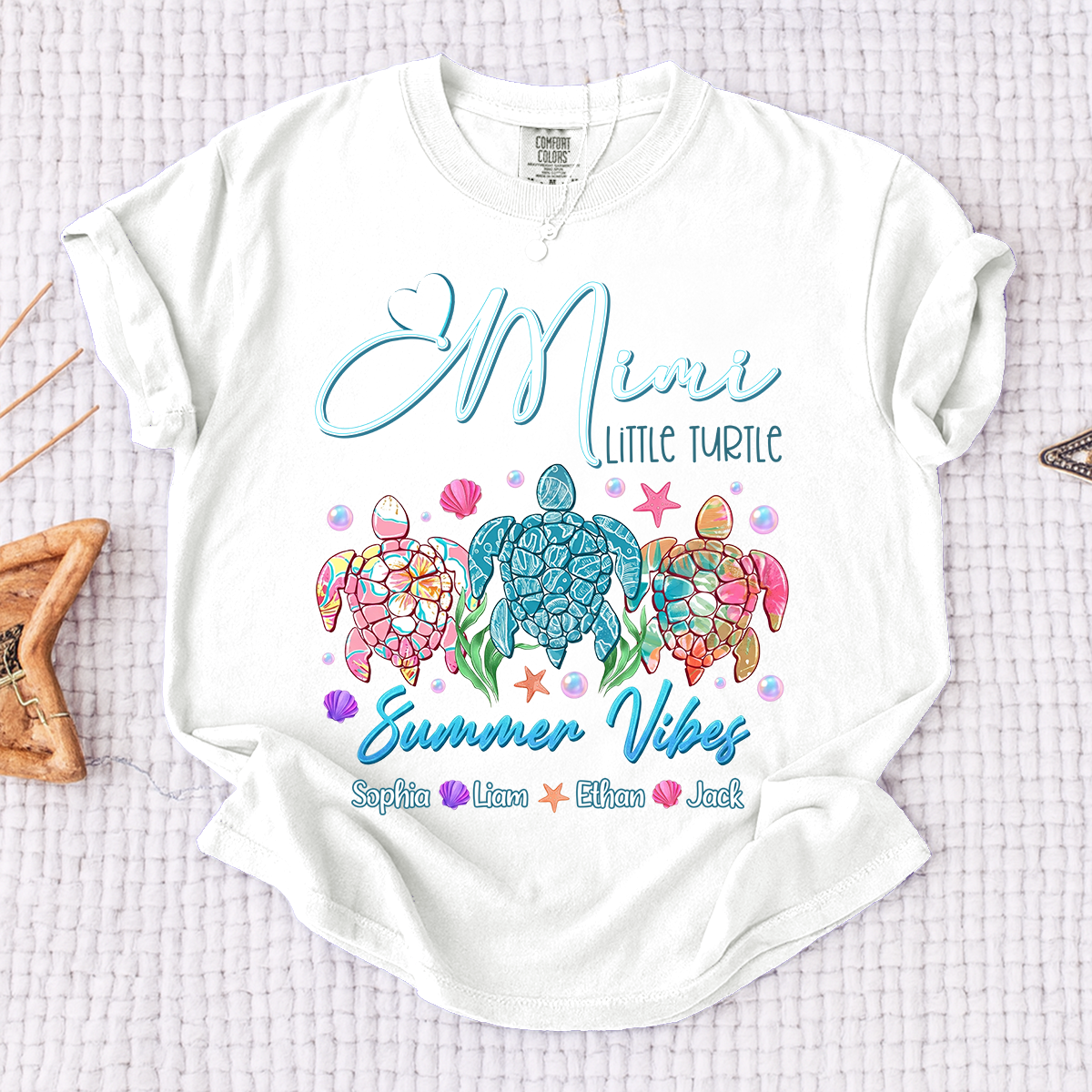 Comfort Colors® Gigi Personalized Turtle Mom Shirt with Children’s Names, Fun and Cute Grandma Shirt