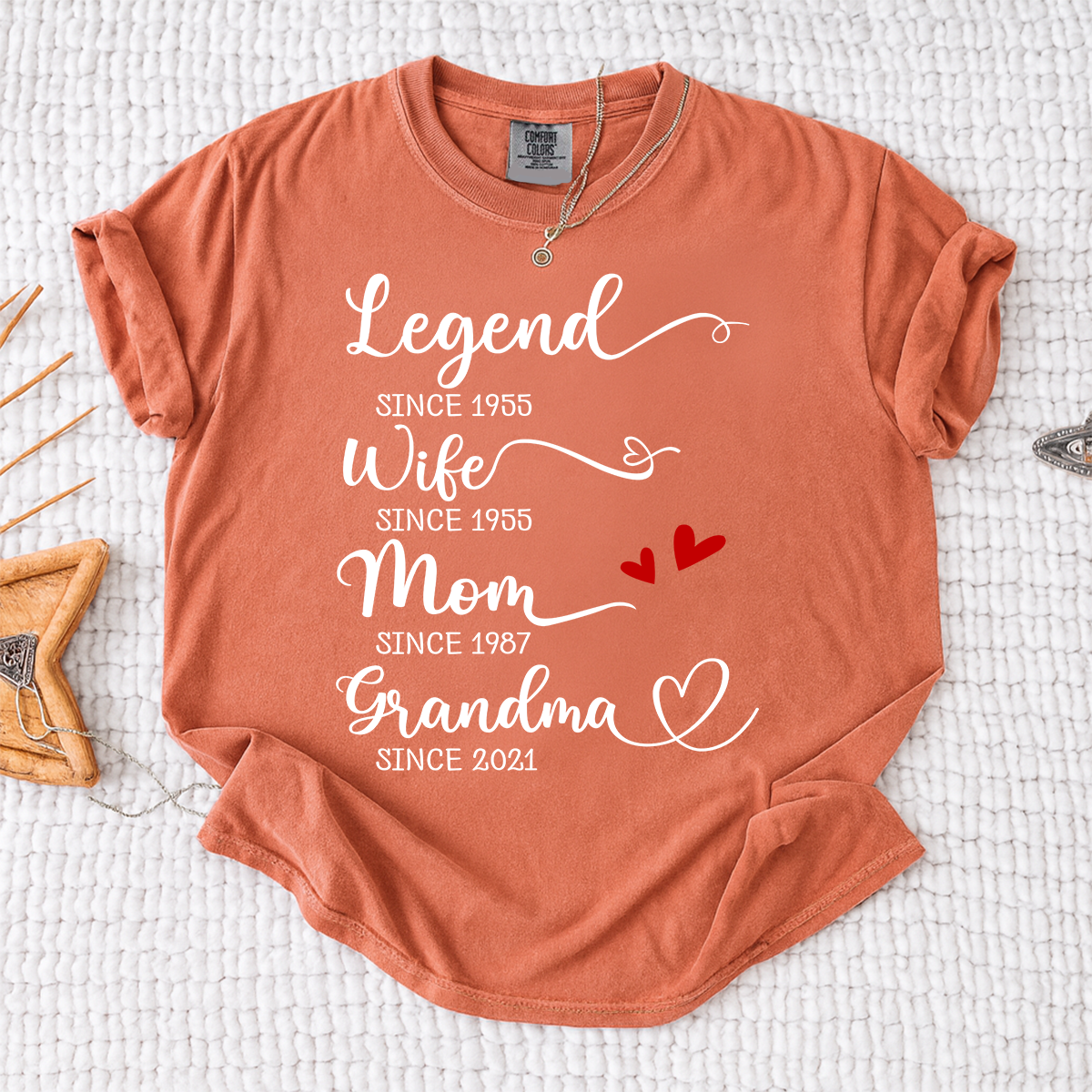 Comfort Colors® Legend Wife Mom Grandma Shirt, Custom 'Since' Year T-Shirt, Personalized Family T-Shirt, Gift For Mother's Day, Grandmother Apparel