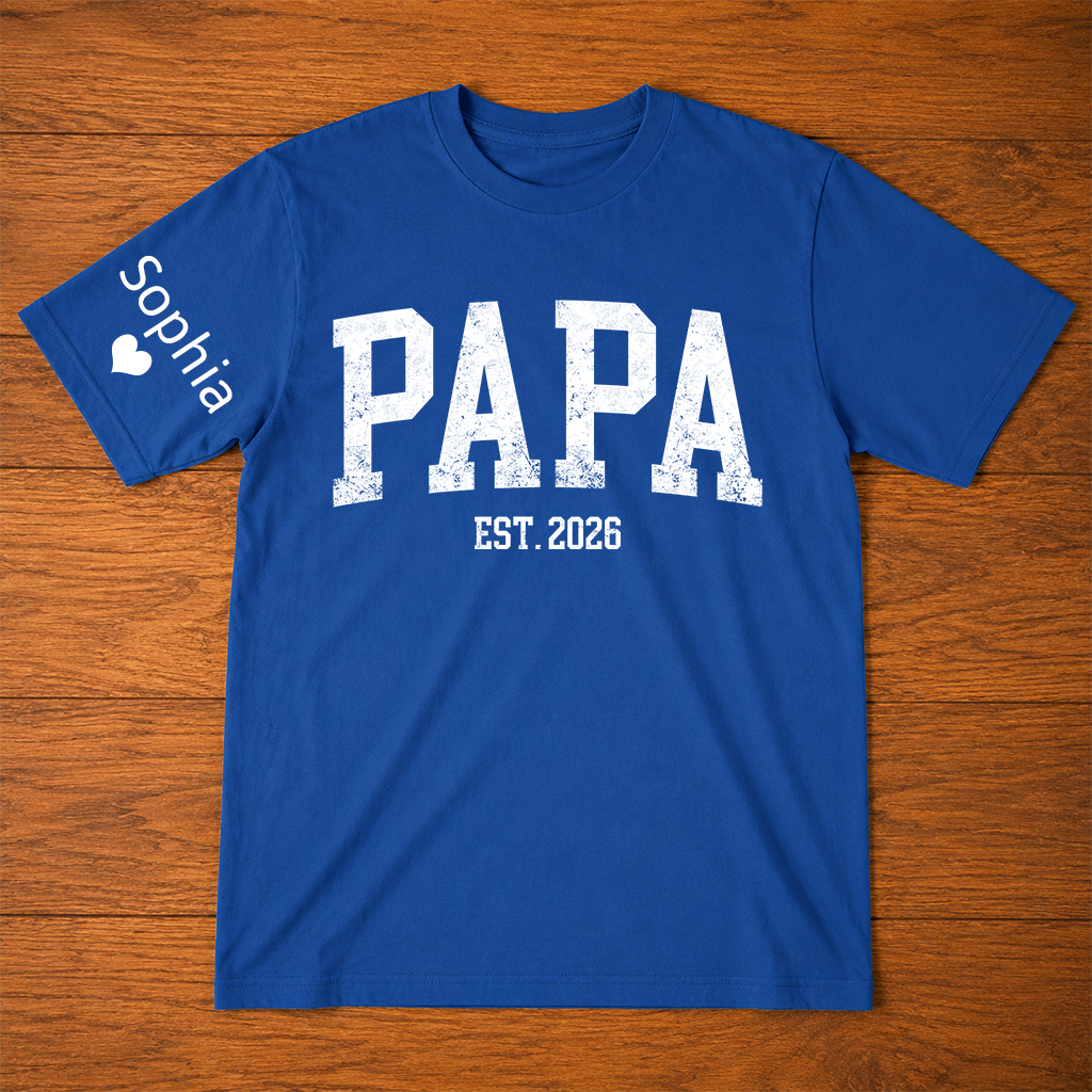 Papa T-Shirt – Personalized Name Custom Gift for Father Birthday Fathers Day