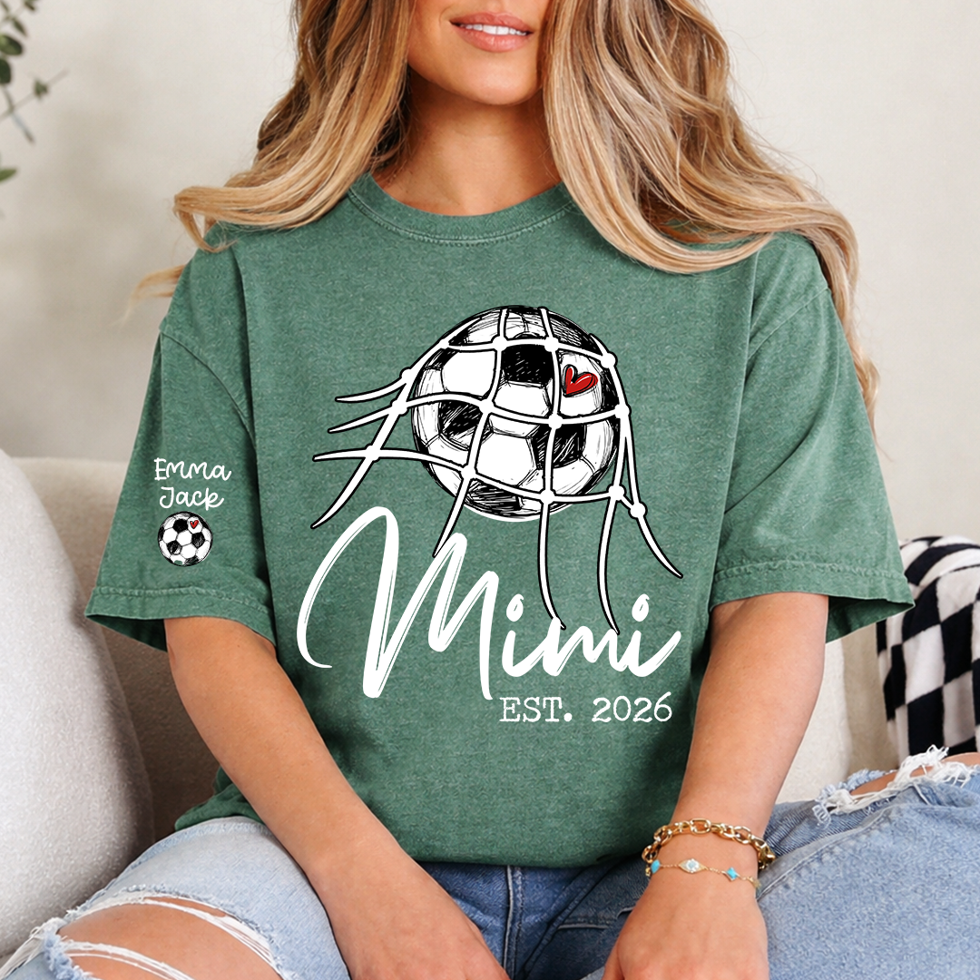 Children's Sports T-shirt, Custom Printed With Name, For Grandma, Soccer Mimi brand, Customizable With FoundingYear