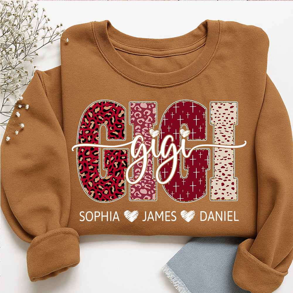 Personalized Gigi Sweatshirt with Kids Names, Valentine Grandma Gift Crewneck