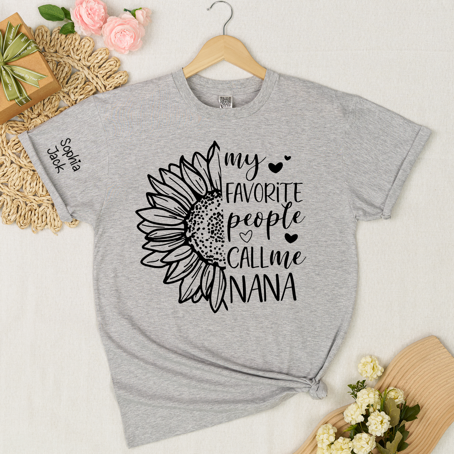 My Favorite People Call Me Nana Shirt – Personalized Sunflower Grandma T-Shirt with Custom Names