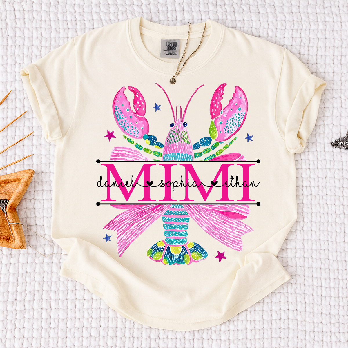 Comfort Colors® Mimi Lobster Family Name Shirt, Unique Personalized Crab T-Shirt for Grandma, Lobster Summer Graphic Top