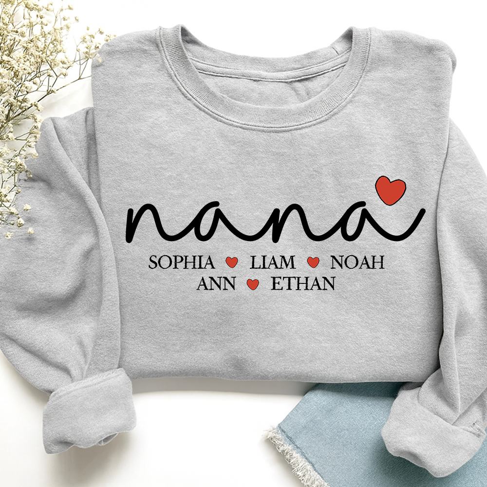 Custom Nana Heart Sweatshirt, Gift for Grandma And Kids