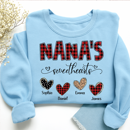 Nana’s Sweethearts Personalized Sweatshirt, Custom Grandma Sweatshirt With Grandchildren Names