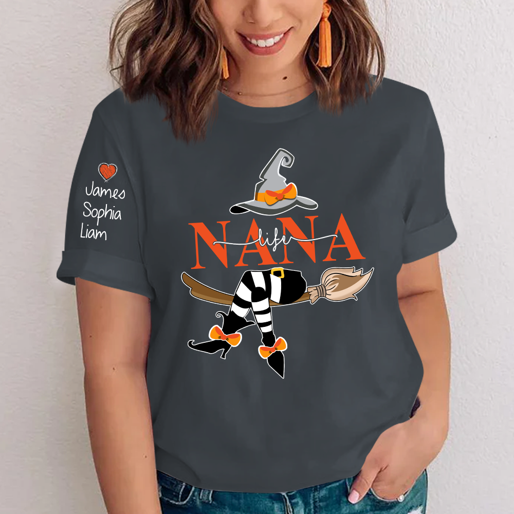 Personalized Nana Life Witch Shirt, Custom Grandma Halloween, Gif For Grandma TH T-Shirt