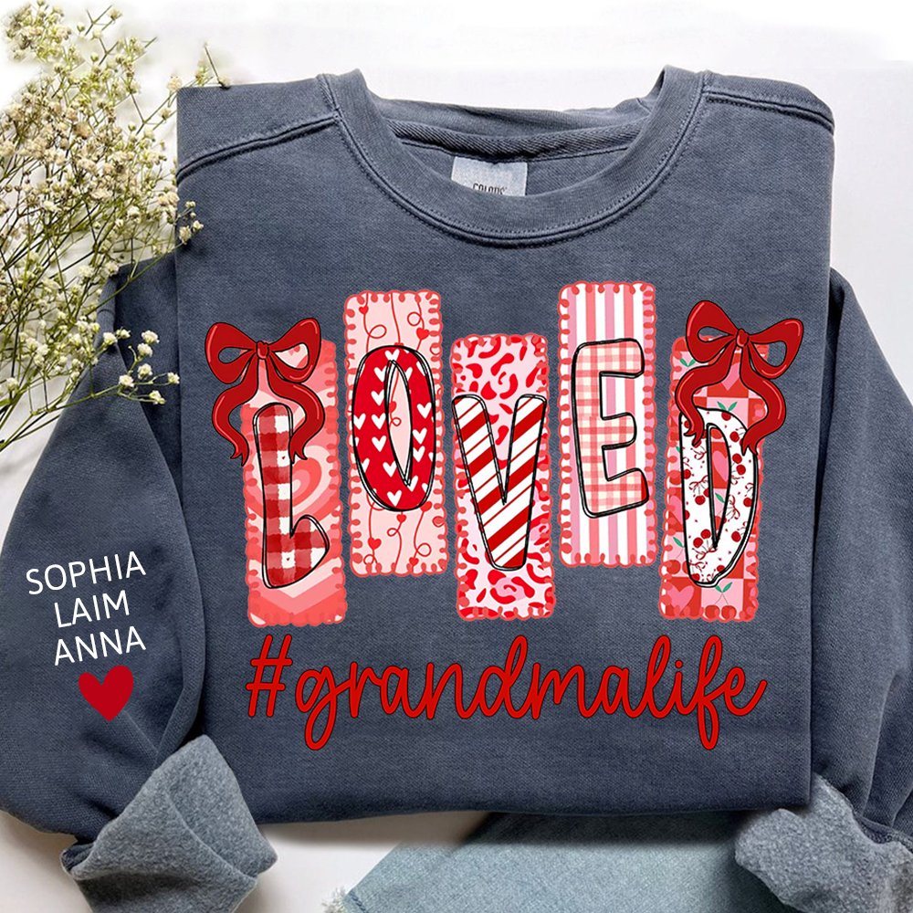 Personalized Love Grandma Life Sweatshirt, Custom Valentine Heart Design