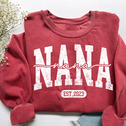 Nana Est. 2025 Custom Sweatshirt Gift For Grandma And Grandchild