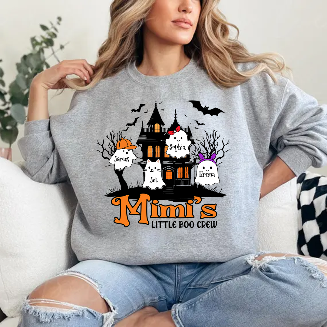 Comfort Colors® Personalized Grandma’s Little Boo Crew Halloween Sweatshirt With Grandkids Names