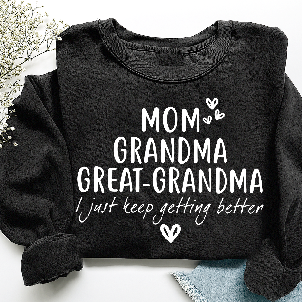 Mom Grandma Great-Grandma Heart Sweatshirt, Custom Family Name for Gift Grandma