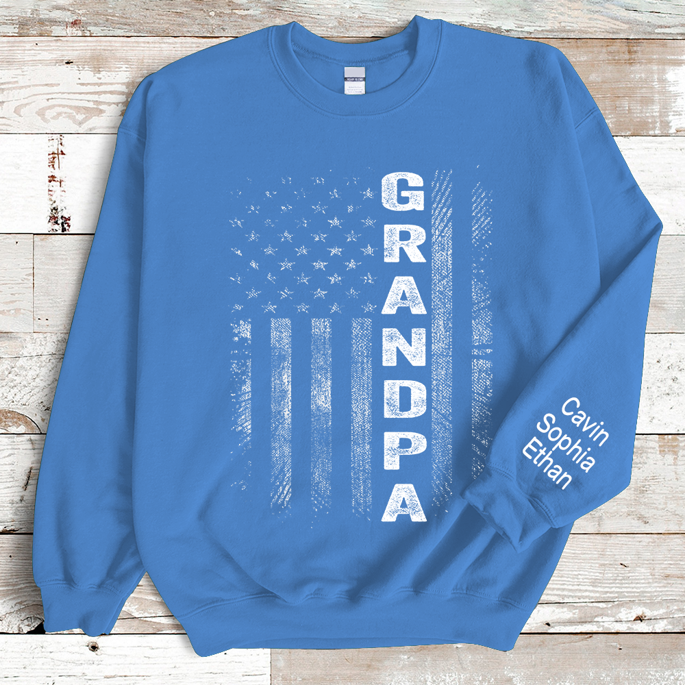 Custom Grandpa Flag With Grandkids Sweatshirt