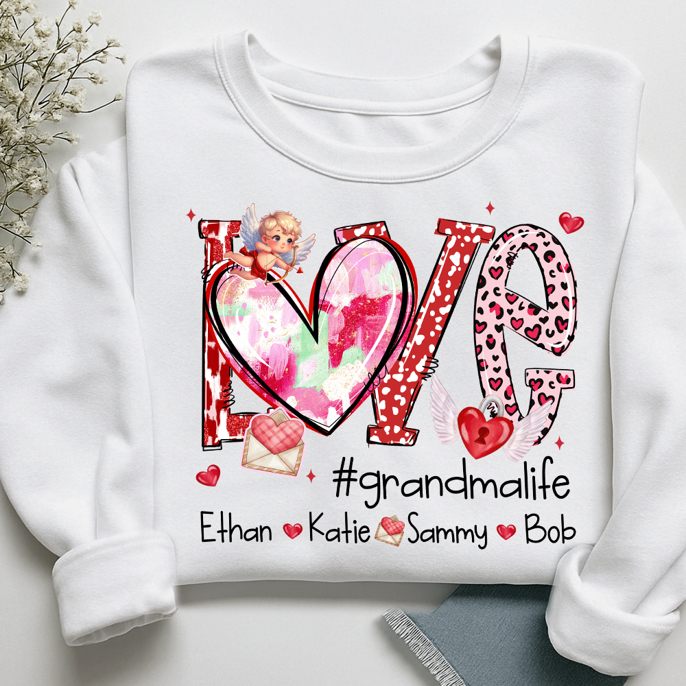 Personalized Love Grandma Life Sweatshirt, Custom Valentine Heart Design