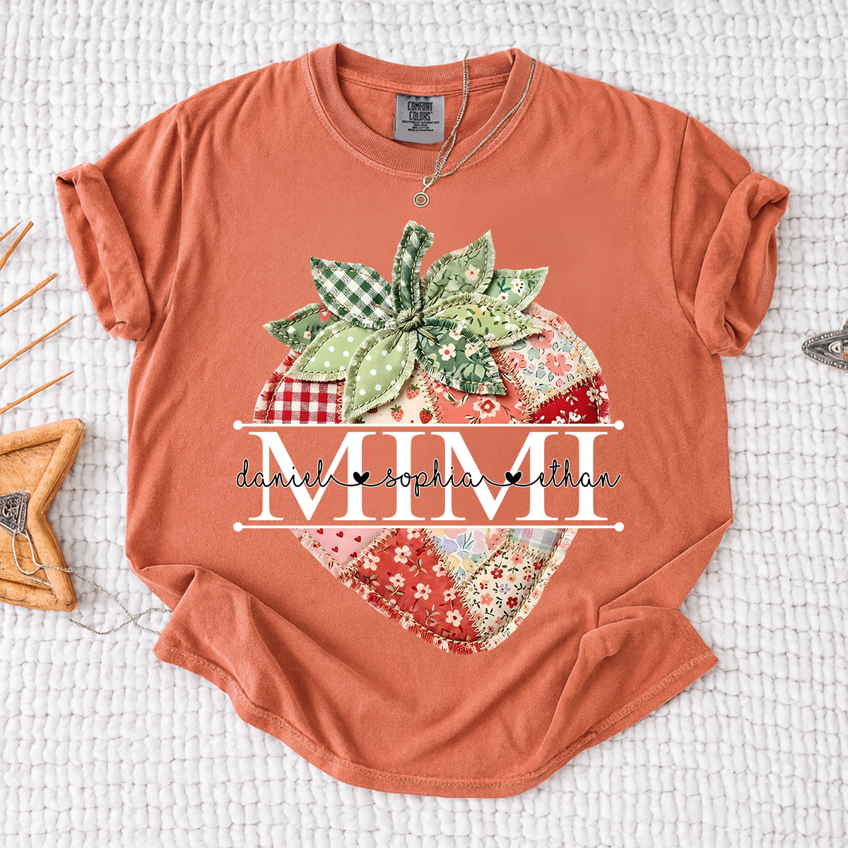 Comfort Colors® Mimi Strawberry Shirt, Personalized Cute Summer Grandma Tee For Gift Grandma And Kids