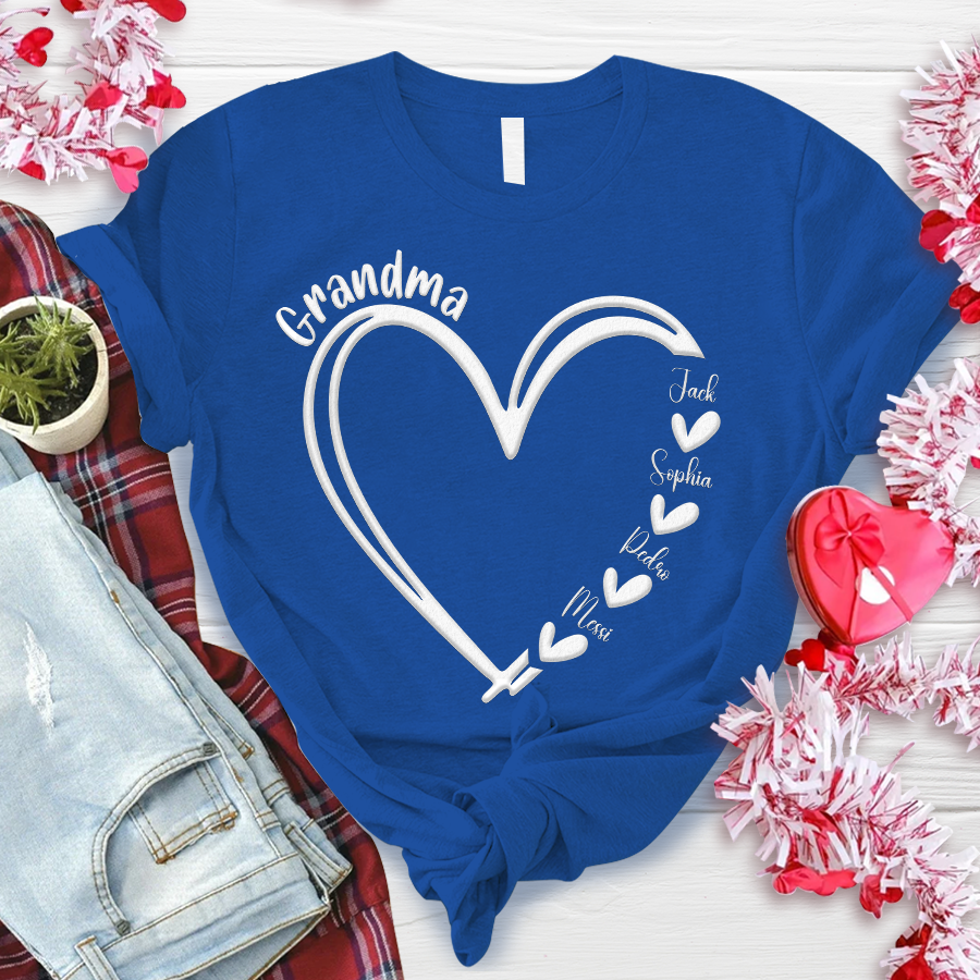 Custom Name Grandma And Kids, Puff Print Design  LTP01
