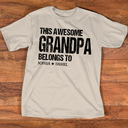 This Awesome Grandpa Belongs To Shirt Personalized with Names Custom Grandpa T Shirt Family Name Gift for Grandpa