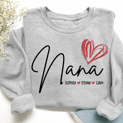 Personalized Nana Heart Sweatshirt Nana Heart, For Gift Grandma And Kids