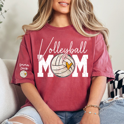 Personalized Volleyball Mom Shirt, Custom Grandkids Names and Volleyball Heart T Shirt
