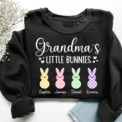 Custom Grandma Sweatshirt with Bunny Design and Kids Names, Grandma’s Little Bunnies Apparel