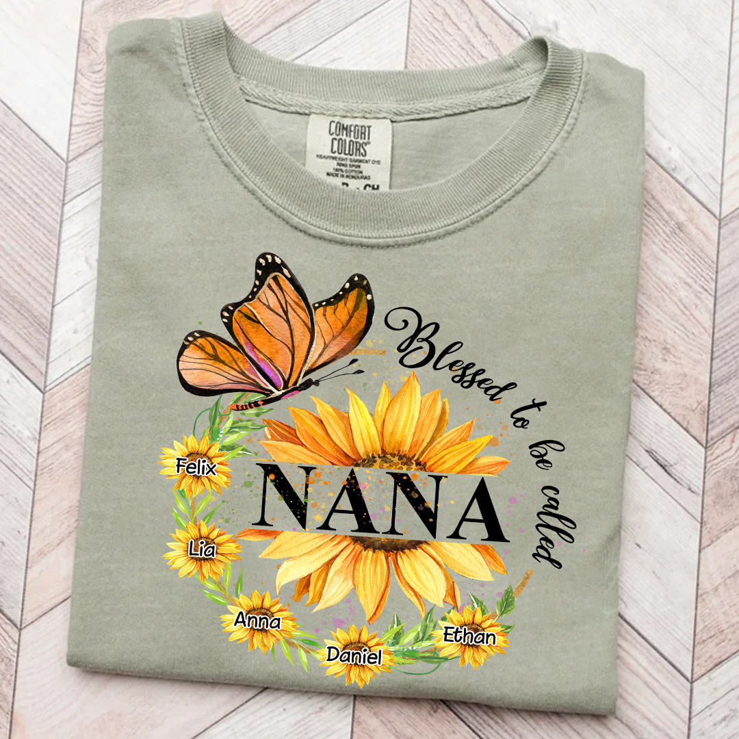 Comfort Colors® Blessed Nana Sunflower Butterfly T-Shirt, Gift For Grandma T-Shirt