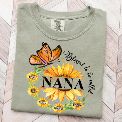 Comfort Colors® Blessed Nana Sunflower Butterfly T-Shirt, Gift For Grandma T-Shirt