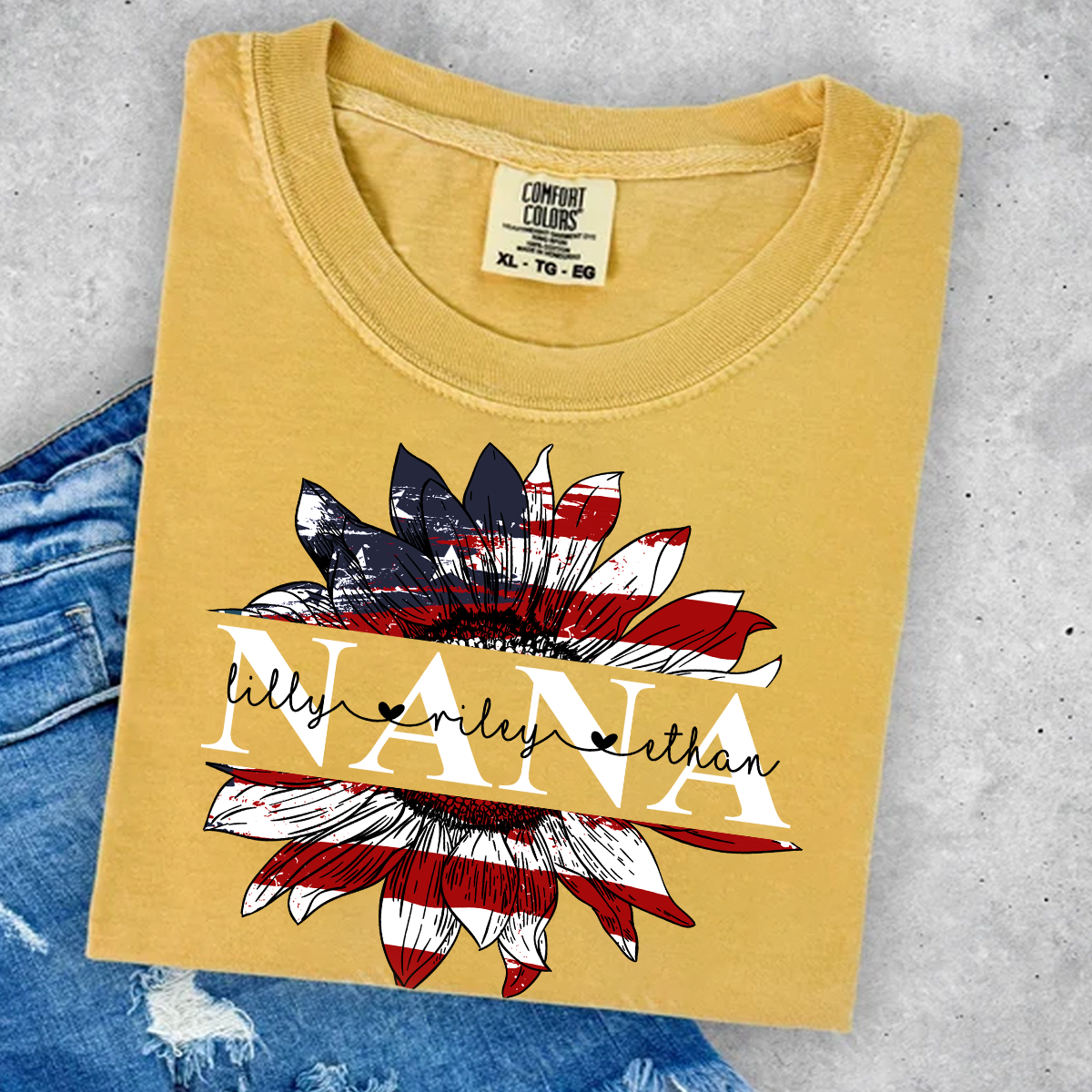 Comfort Colors® Grandma Flower Flag USA Shirt, Gift For Grandma T-Shirt