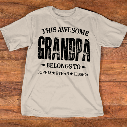 Personalized Grandpa Shirt This Awesome Grandpa Belongs To with Custom Names, Proud Family T Shirt