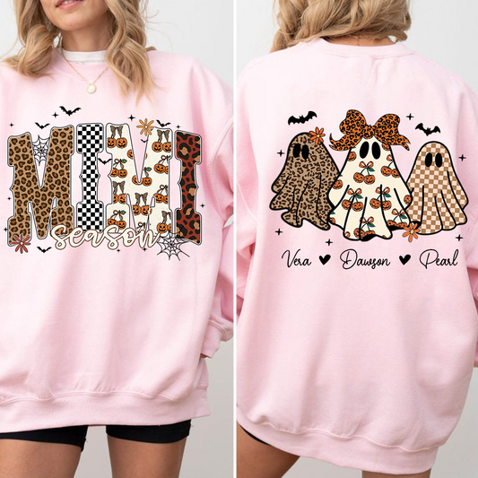 Mimi Season Halloween Sweatshirt, Custom Ghosts with Grandkids Names