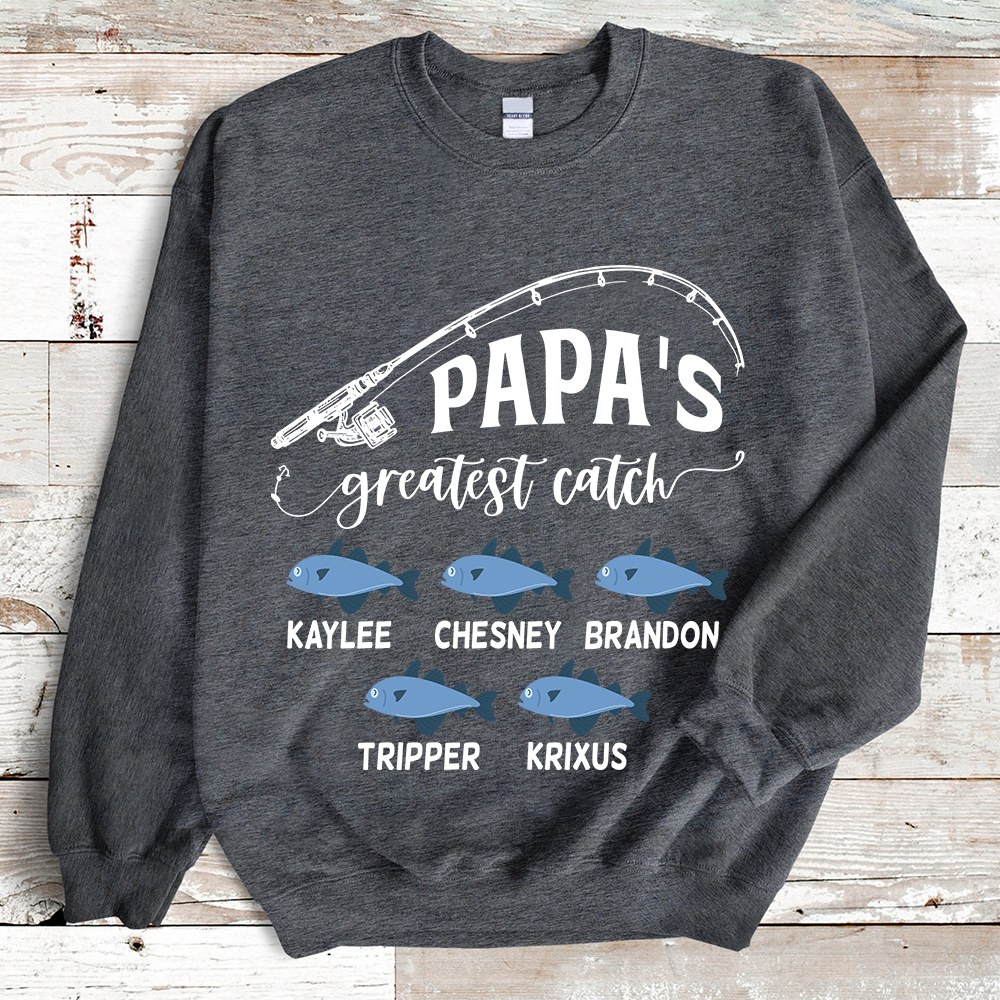 Papa Fishing Blanket, Personalized Father's Day Sweatshirt