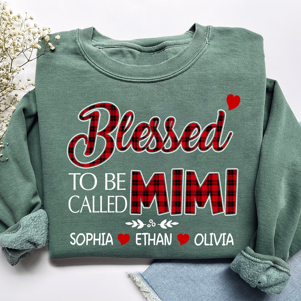 Personalized Blessed To Be Called Mimi Sweatshirt, Gifts for Grandma, Custom Grandma and Grandchild Names